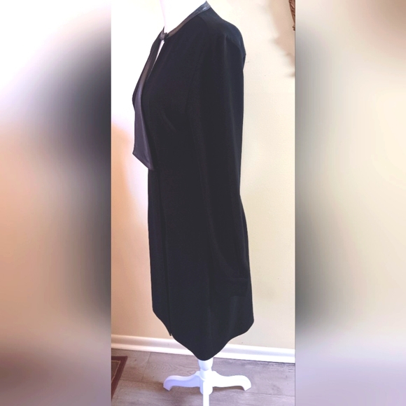 Elie Tahari LEATHER Trim Black Dress EXCELLENT CONDITION Sz 2 - Picture 5 of 11